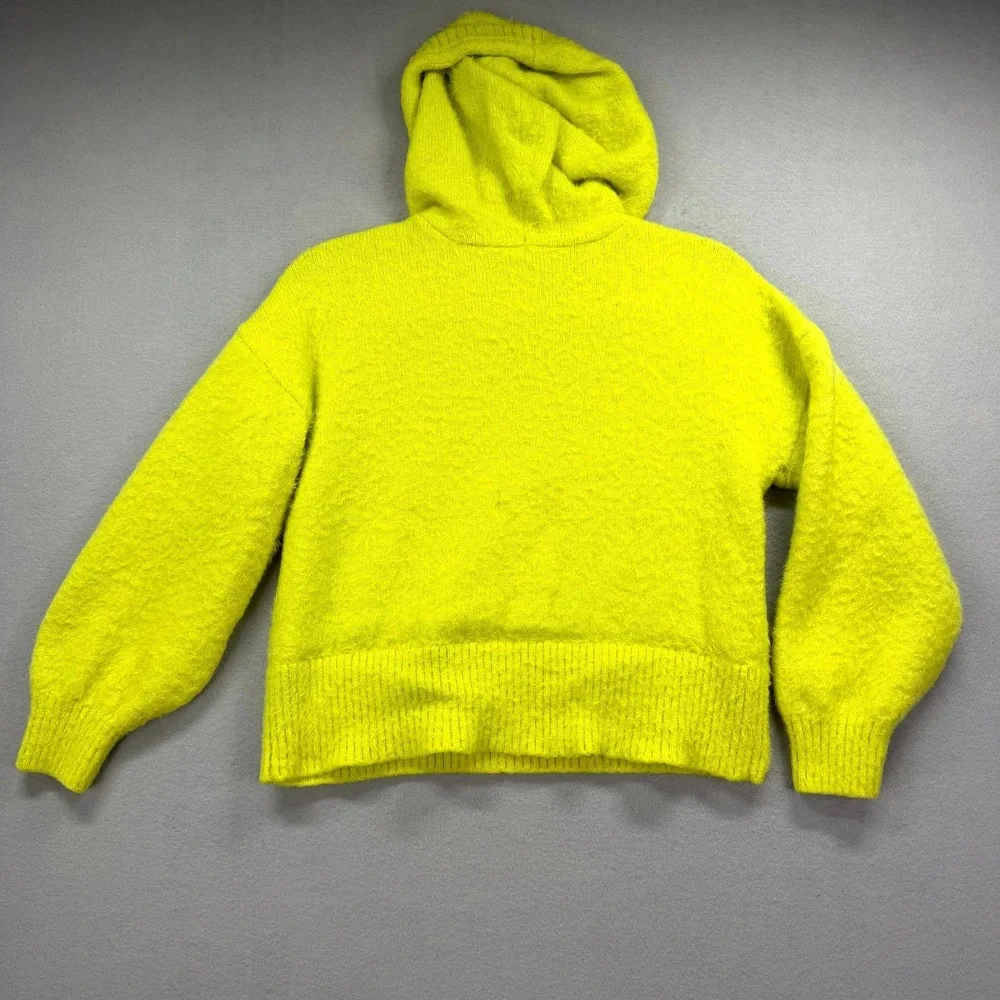 The Grinch Justice Hooded Sweater Girls Large Lime Green Graphic Logo Fuzzy Knit